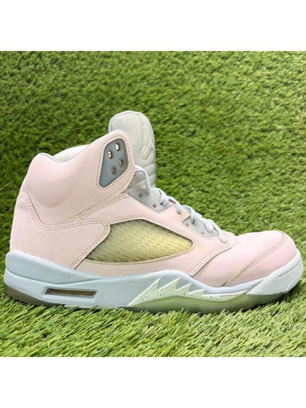 Nike Air Jordan 5 Retro Mens Size 9.5 Pink Gray Athletic Leather Shoes Sneakers